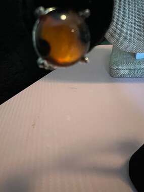 Vintage Brown Agate Cabochon Clip-On Earrings in Silver Tone Prong Setting